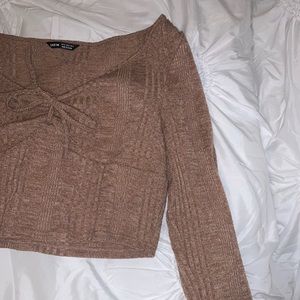 Cute brown long sleeve SHEIN top